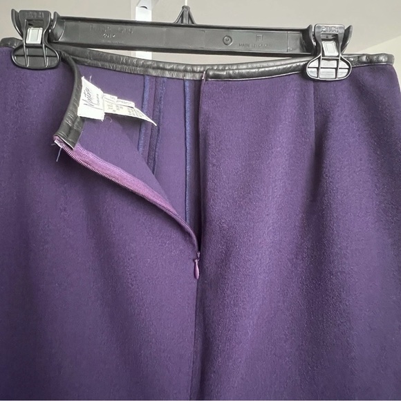 VTG Claude Montana Purple Pencil Skirt SZ 42/M Faux Leather Trim Classic Retro - Picture 4 of 10